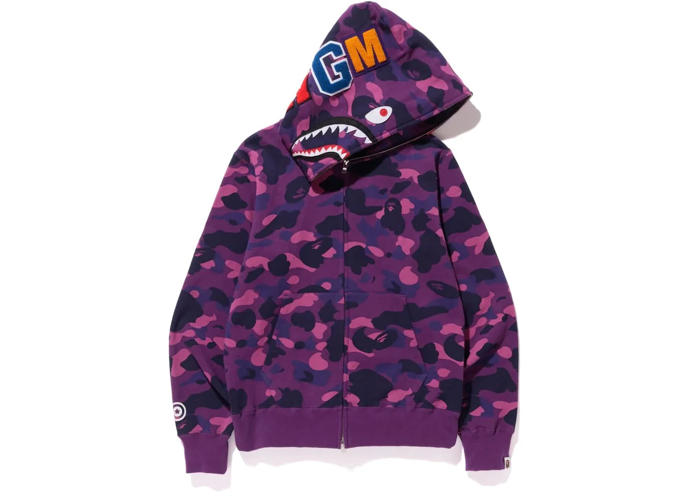BAPE Color Camo Shark Full Zip Hoodie Purple - Joey Sneakers