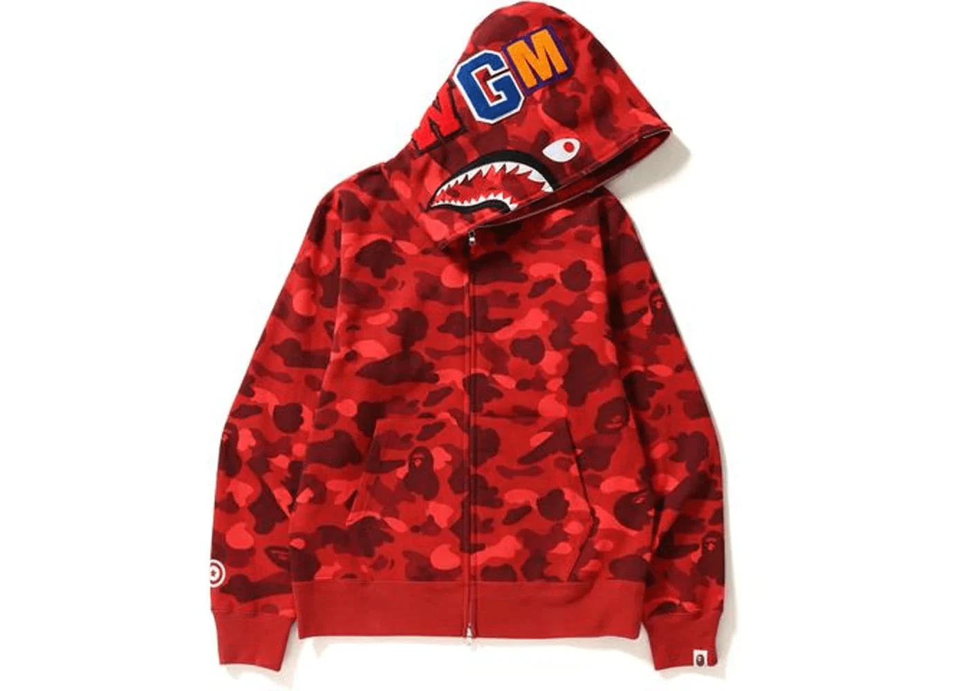 BAPE Color Camo Shark Full Zip Hoodie Red - Joey Sneakers