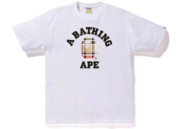 BAPE Check College Tee White/Beige - Joey Sneakers