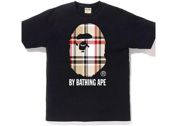 BAPE A Bathing Ape Check by Bathing Tee Black/Beige - Joey Sneakers