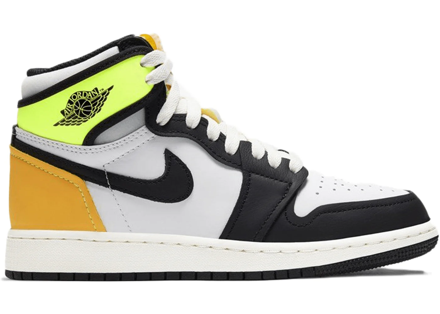 Jordan 1 Retro High White Black Volt University Gold (GS) - Joey Sneakers