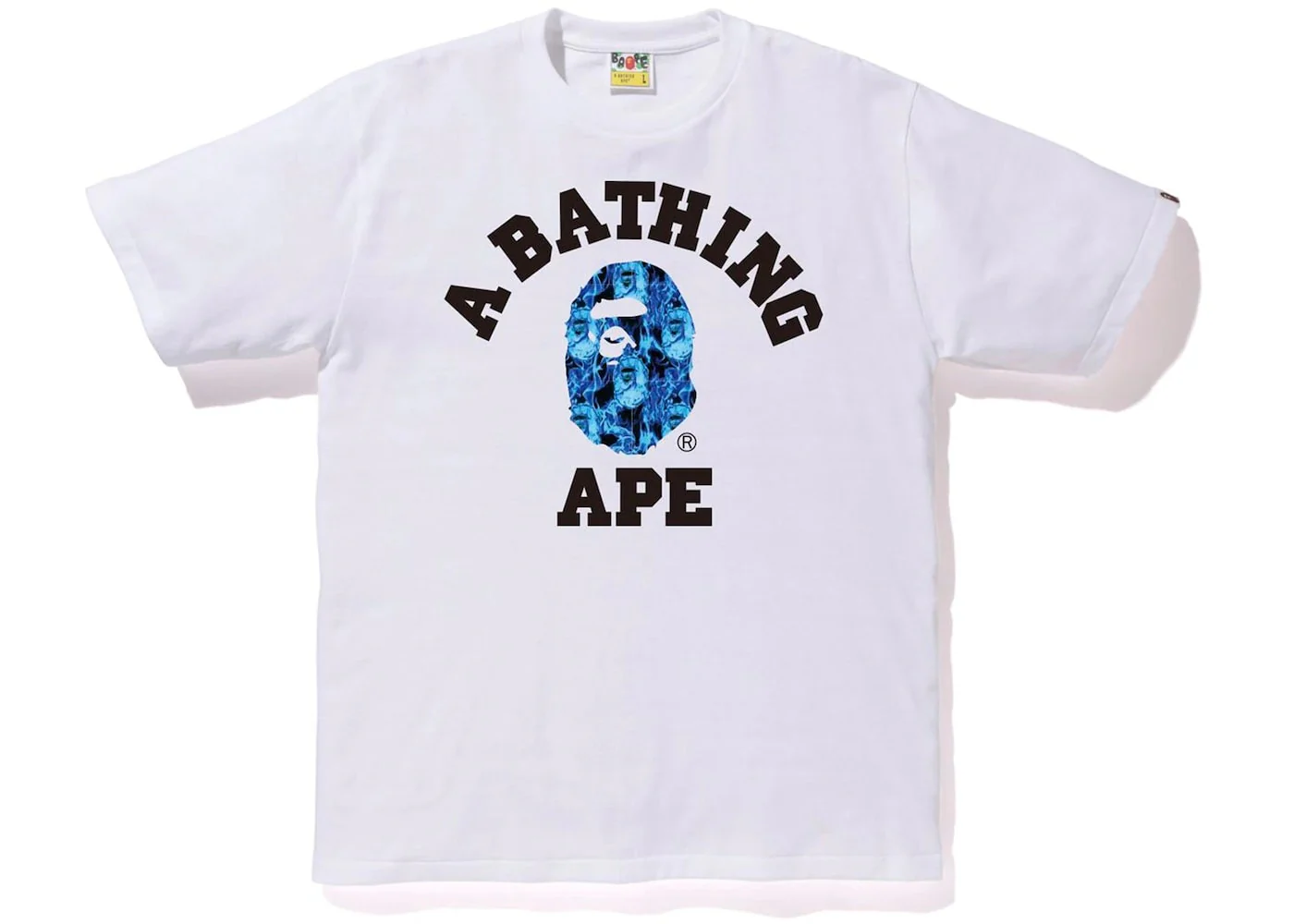 BAPE Flame College Tee White/Blue - Joey Sneakers