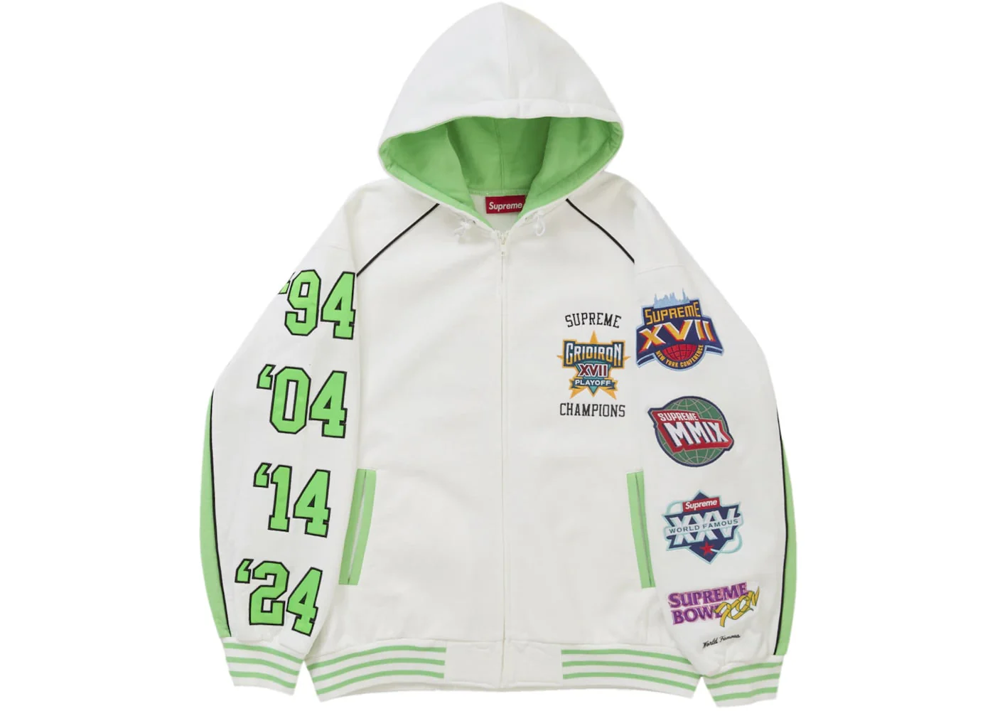 Supreme Playoffs Zip Up Hooded Sweatshirt White - Joey Sneakers