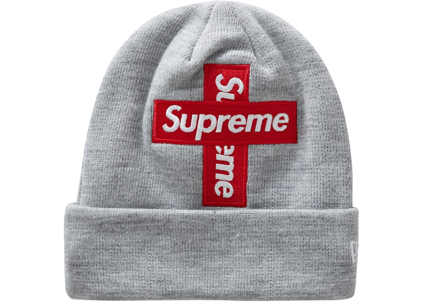 Supreme New Era Cross Box Logo Beanie Heather Grey - Joey Sneakers
