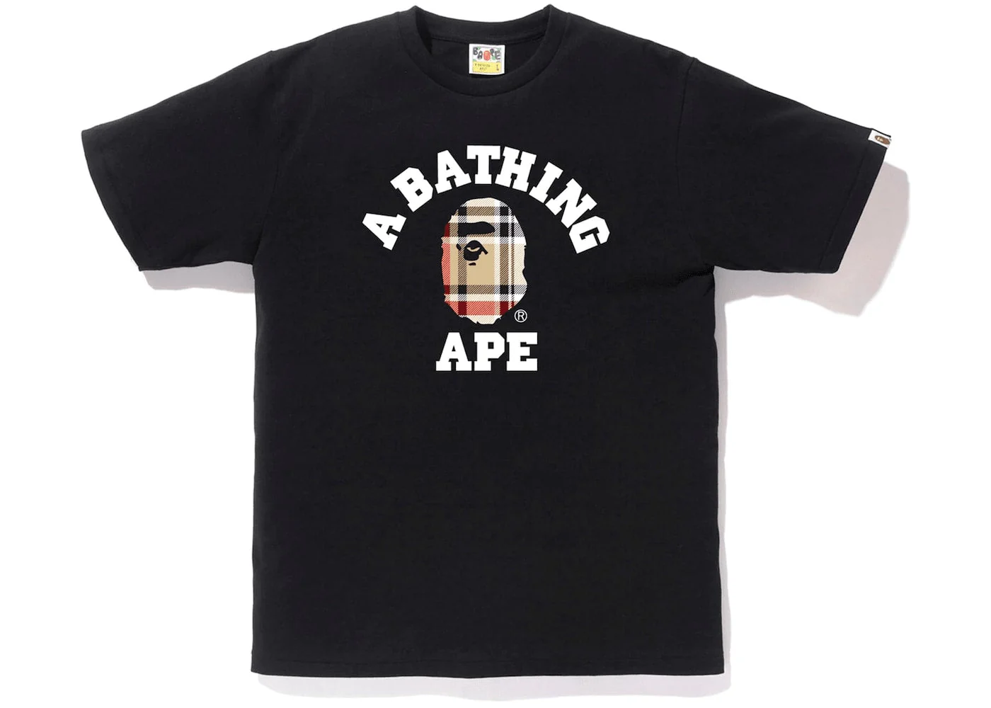 BAPE Check College Tee Black/Beige - Joey Sneakers