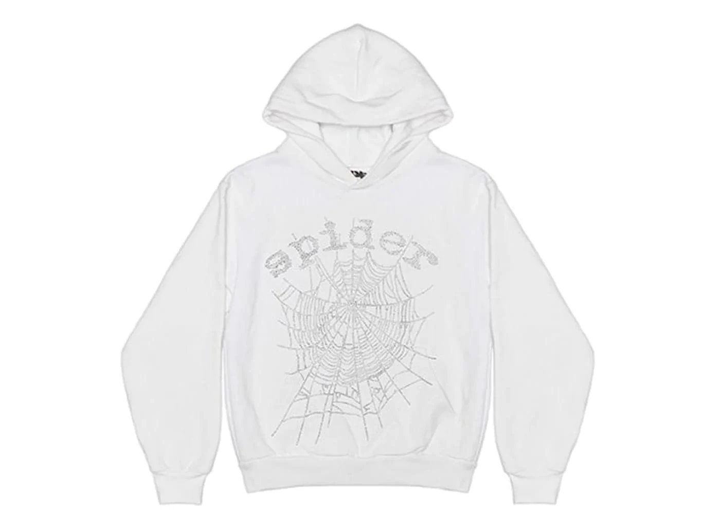 Sp5der OG Rhinestone Logo Hoodie White - Joey Sneakers